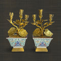 Pair of Early Qing Dynasty Ducati Pots With Aftermarket Gilt Bronze Candelabra Inserts