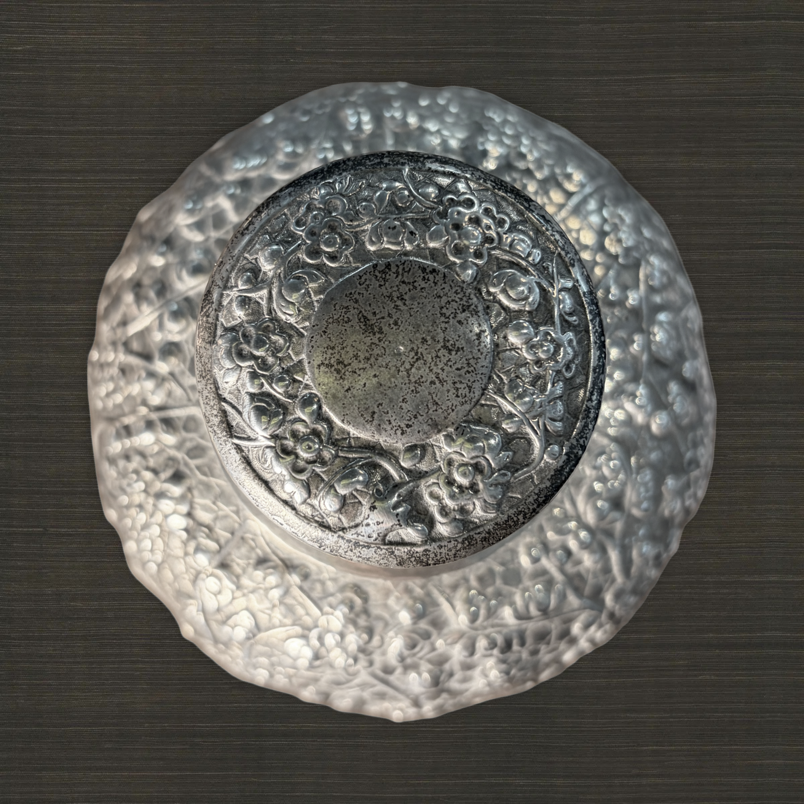 Luen Wo Repoussé Tea Caddy with Prunus Blossoms