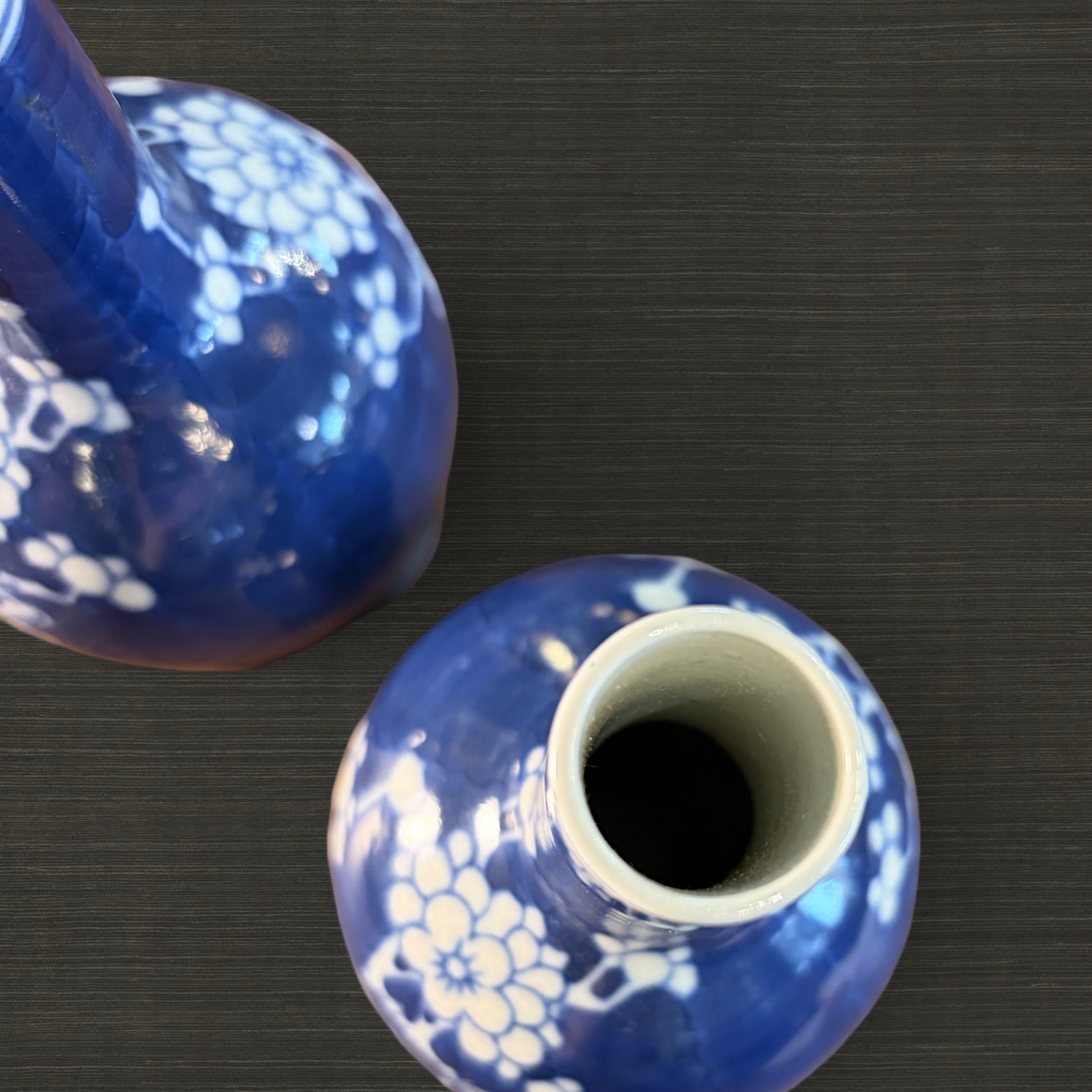 Diminutive Pair of Prunus Vases