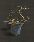 Pair of Qing Dynasty Gilt Trees in Cloisonné Jardinieres