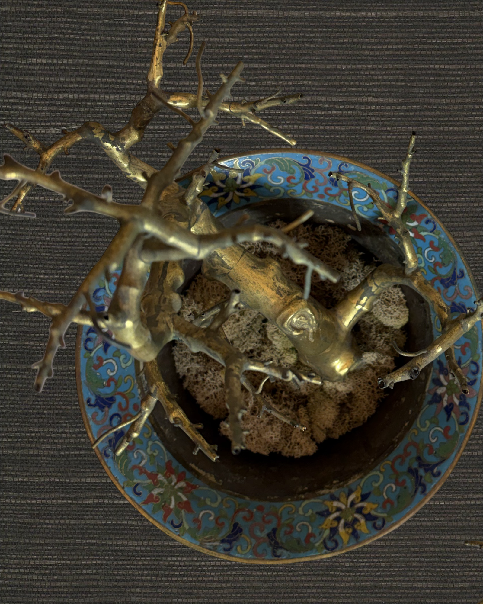Pair of Qing Dynasty Gilt Trees in Cloisonné Jardinieres