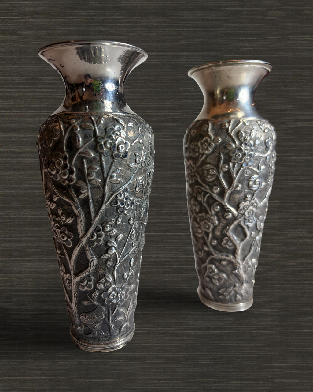 Pair of Chinese Silver Vases