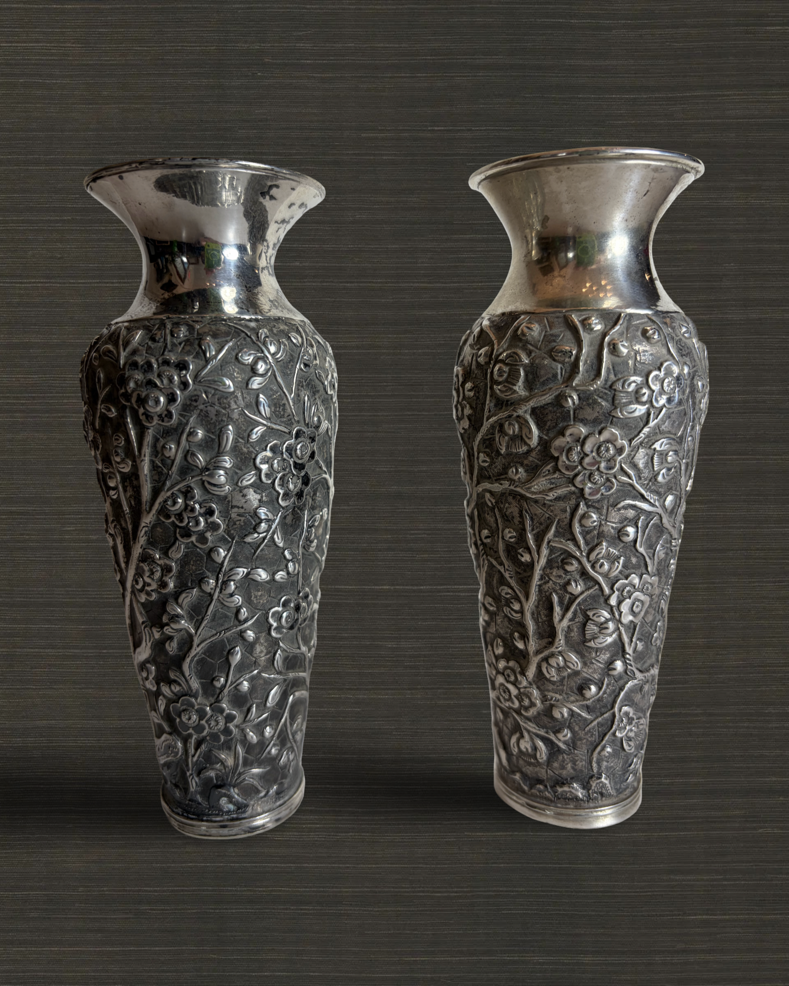 Pair of Chinese Silver Vases