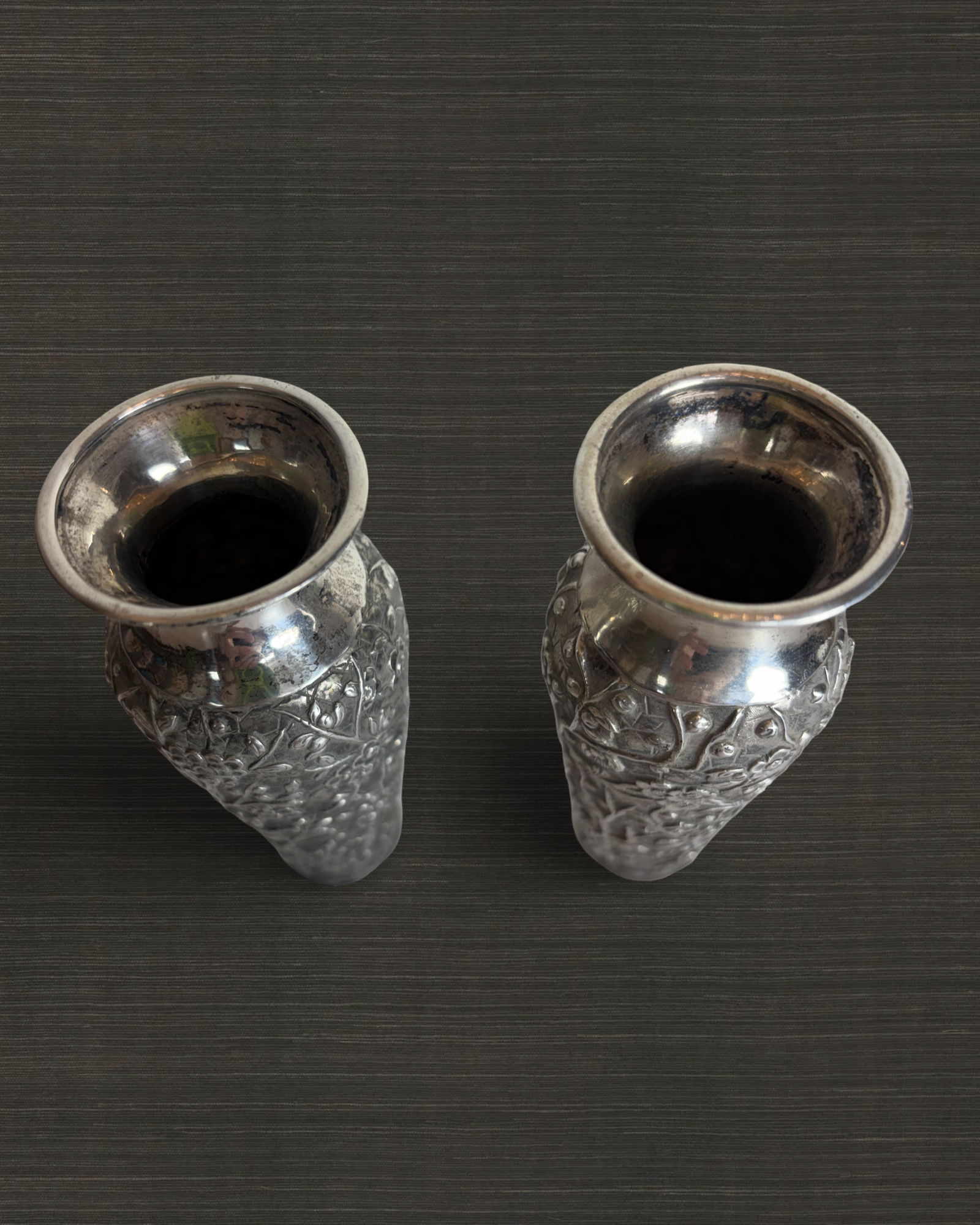 Pair of Chinese Silver Vases