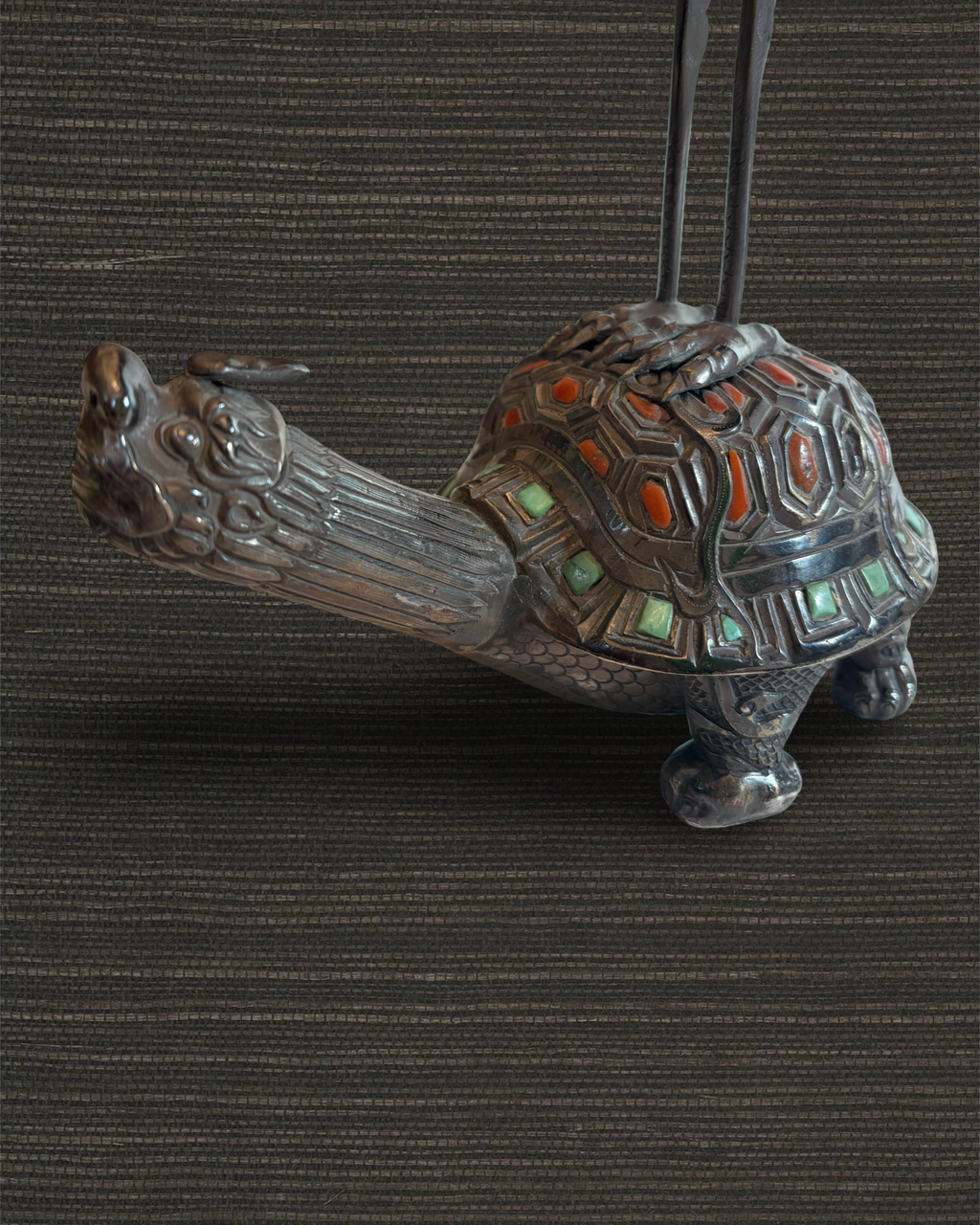 Pair of Chinese Heron Candelsticks