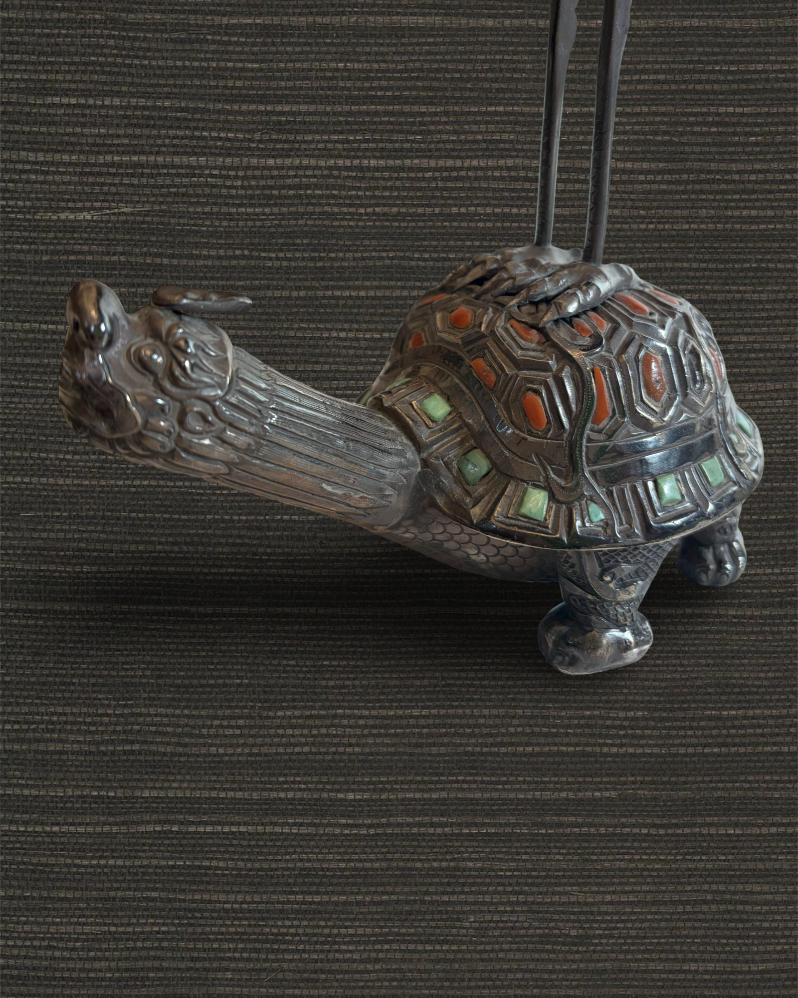 Pair of Chinese Heron Candelsticks