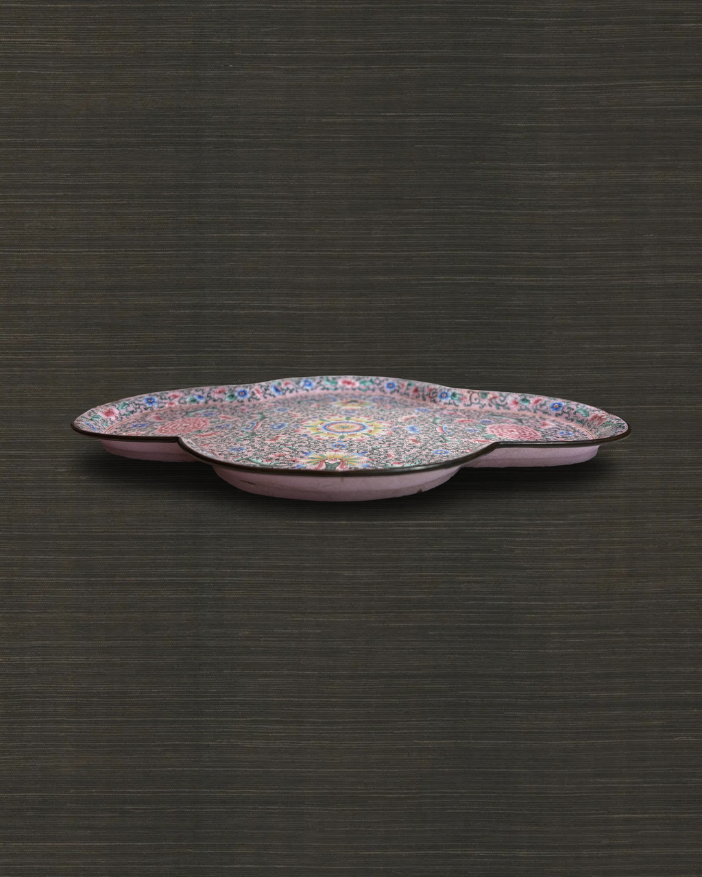 Quatrefoil Enameled Chinese Tray