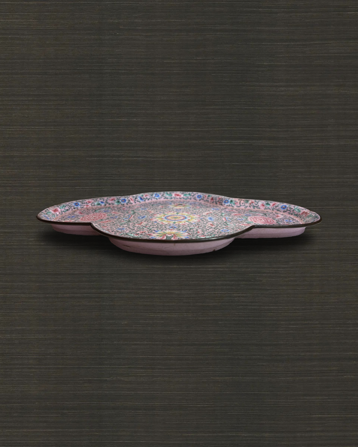Quatrefoil Enameled Chinese Tray