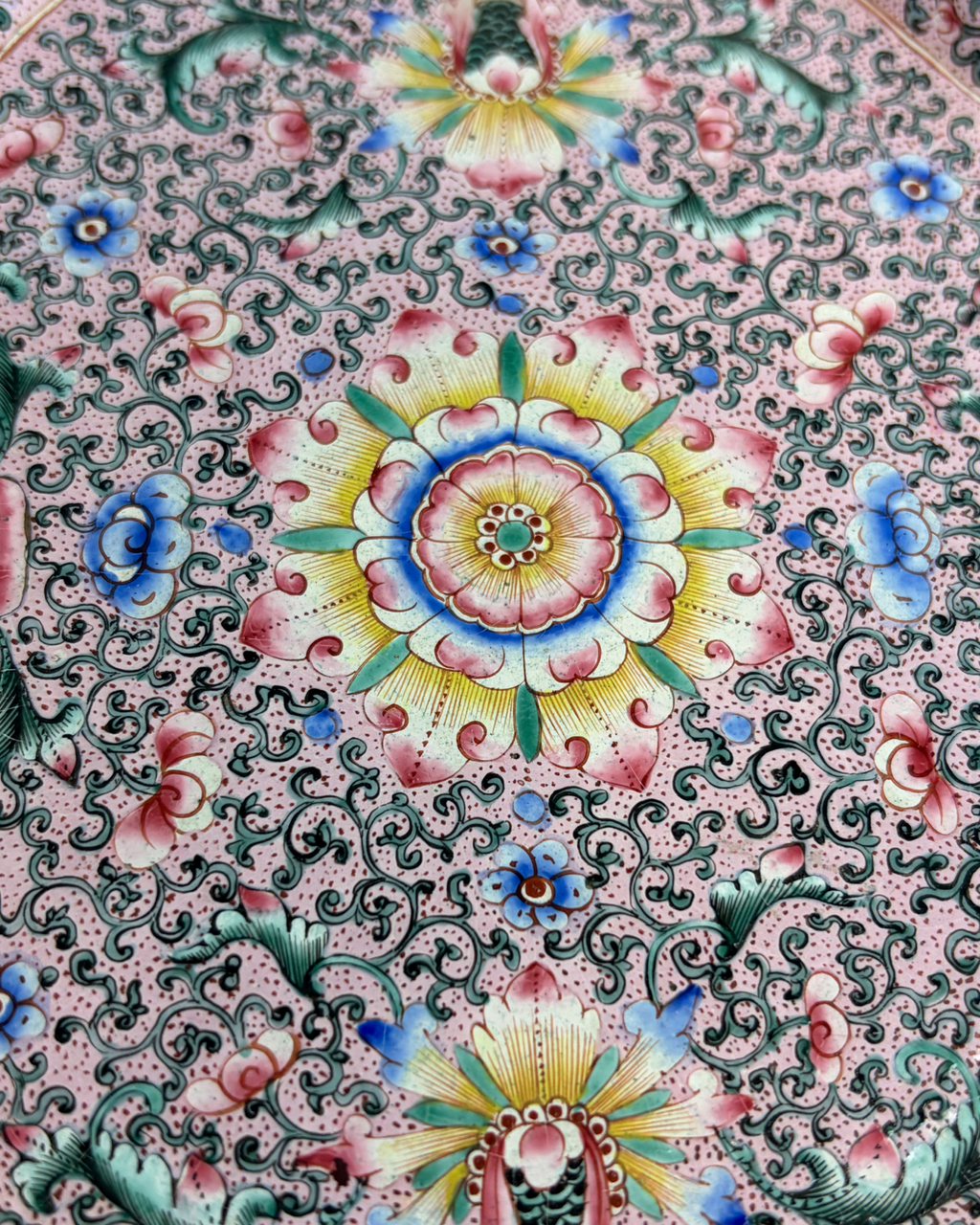Quatrefoil Enameled Chinese Tray