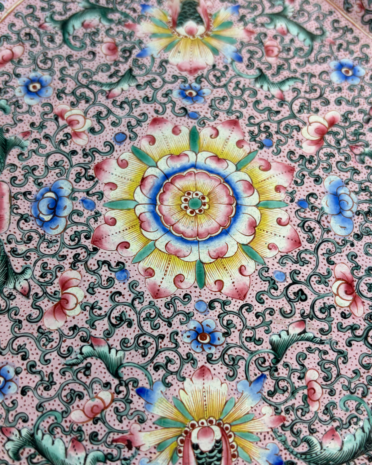 Quatrefoil Enameled Chinese Tray