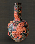 Meiji Era Gunmetal Vase with Komainu