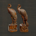 Pair of Late 19th Century Fine Boxwood Carved Crane Figures
