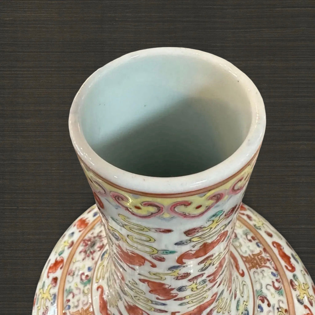 Pair of two Late 19th Century Qing Dynasty Guangxu Famille Rose Reward Vases
