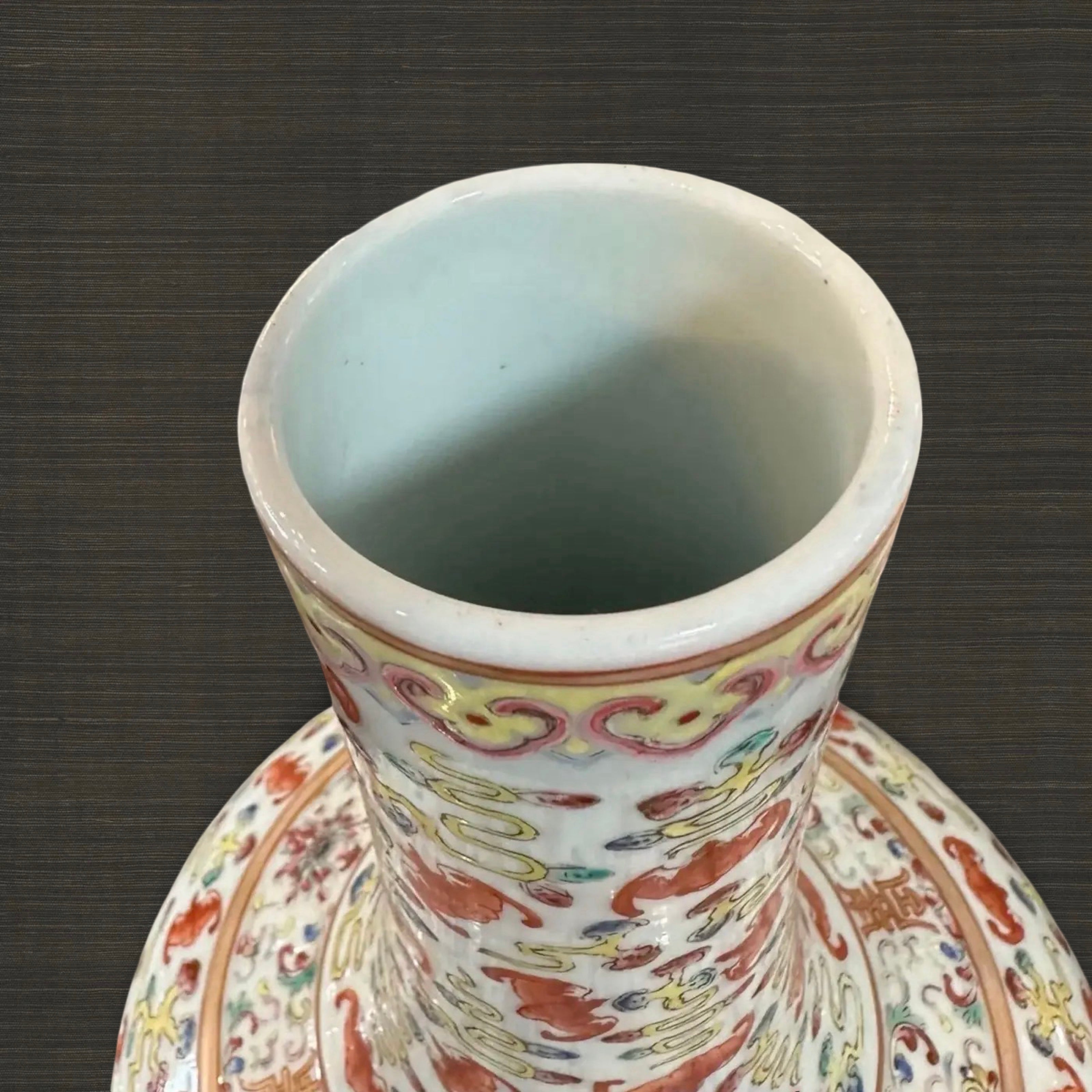 Pair of two Late 19th Century Qing Dynasty Guangxu Famille Rose Reward Vases